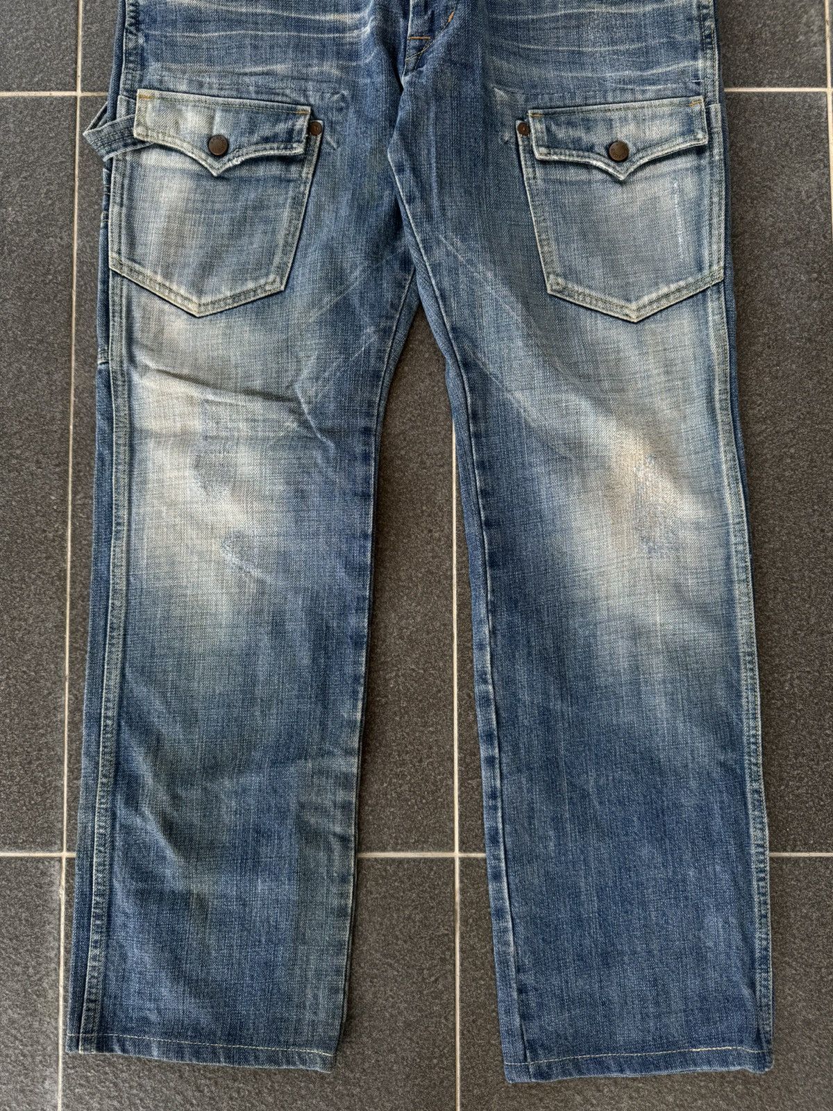 Japanese Brand Vintage Bartack Cargo Carpenter Jeans Size US 33 - 4 Thumbnail