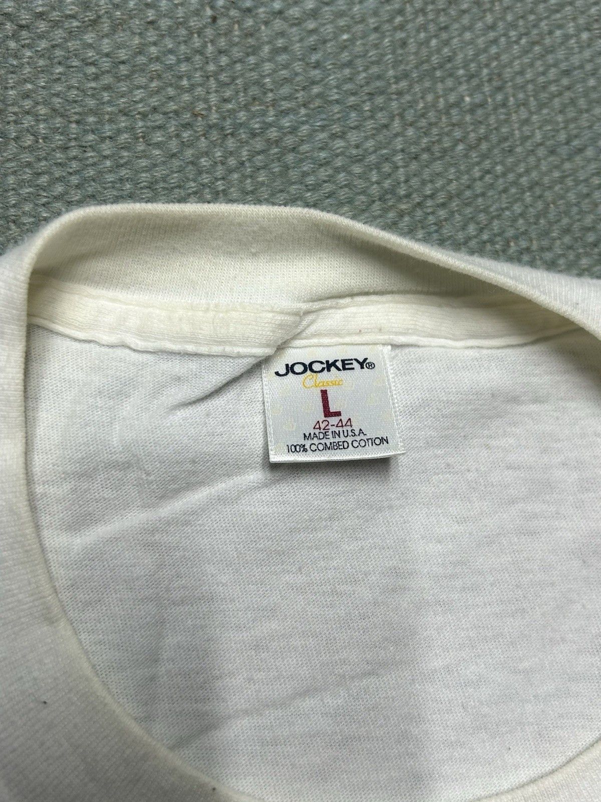 Vintage VTG blank white t shirt jockey cotton single stitch USA L Size US L / EU 52-54 / 3 - 5 Thumbnail