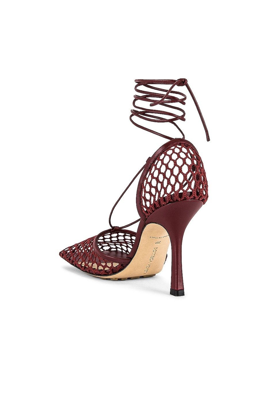Bottega Veneta o1n1vont0924 Stretch Lace-Up Sandal in Burgundy Size US 6 / IT 36 - 3 Thumbnail