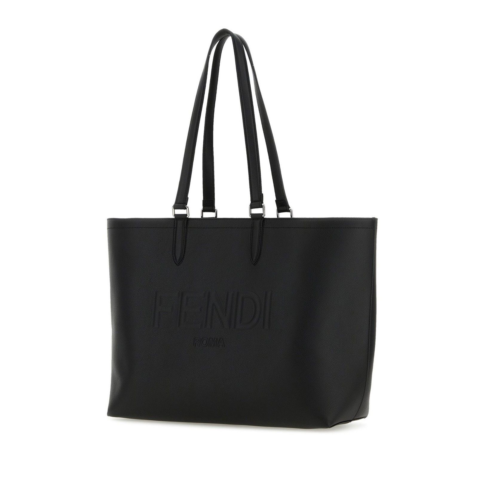 FENDI Roma Black Leather Shopper Shoulder Bag New And Authen