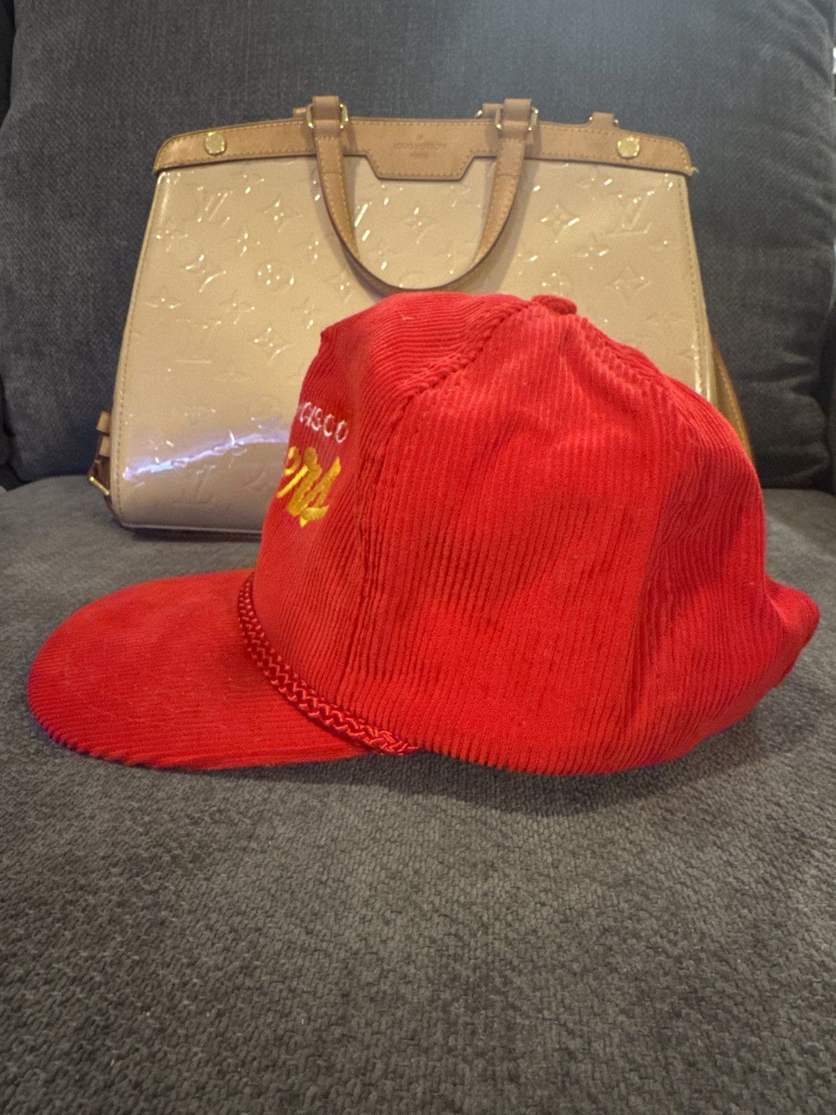 Nissan Vintage Red Nissin SF 49ers Corduroy Hat – Adjustable Fit Size ONE SIZE - 3 Thumbnail