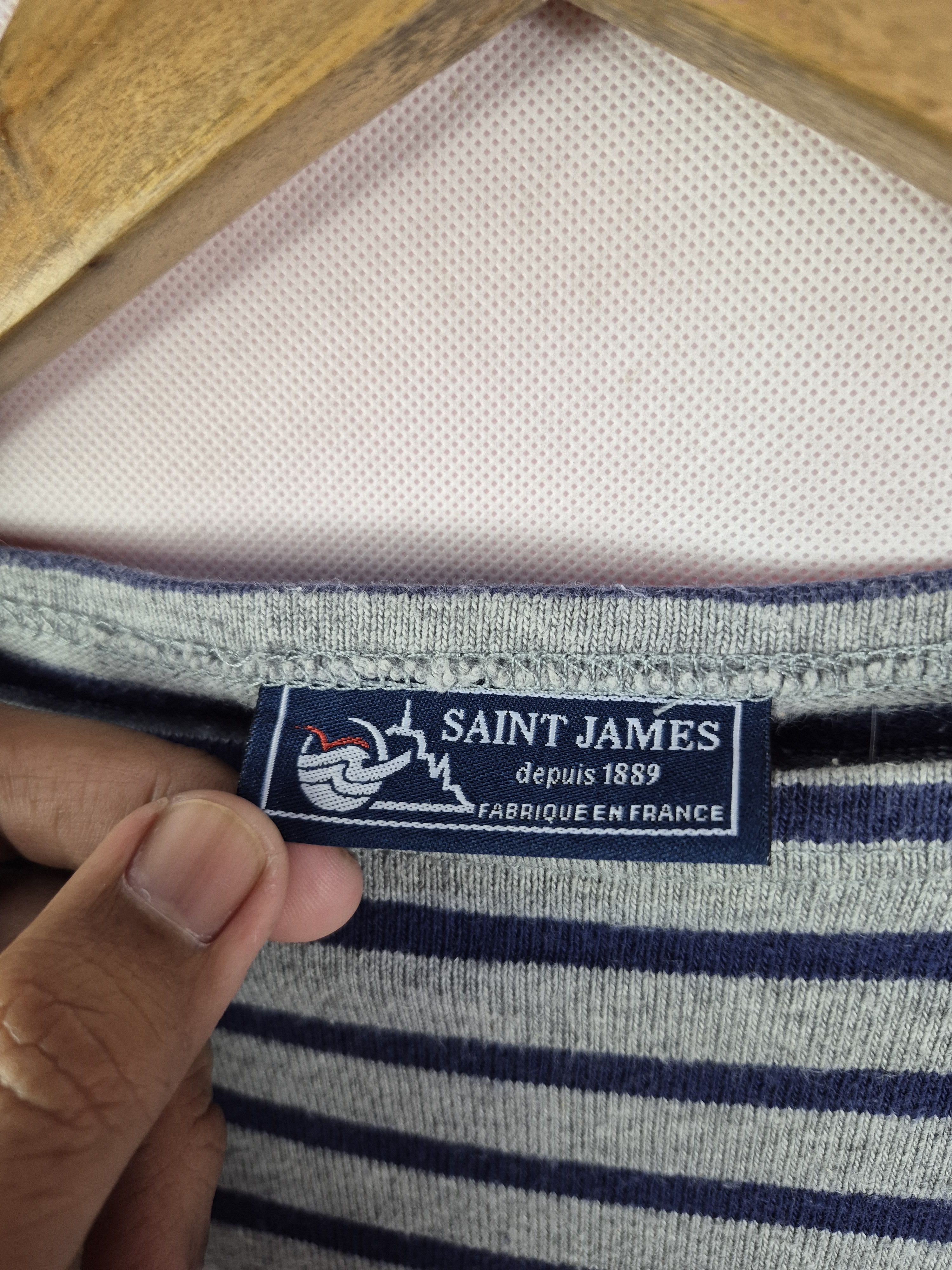 Saint James 🔥 Saint James Grey Stripes Sailor Longsleeves Tee Size US S / EU 44-46 / 1 - 3 Thumbnail