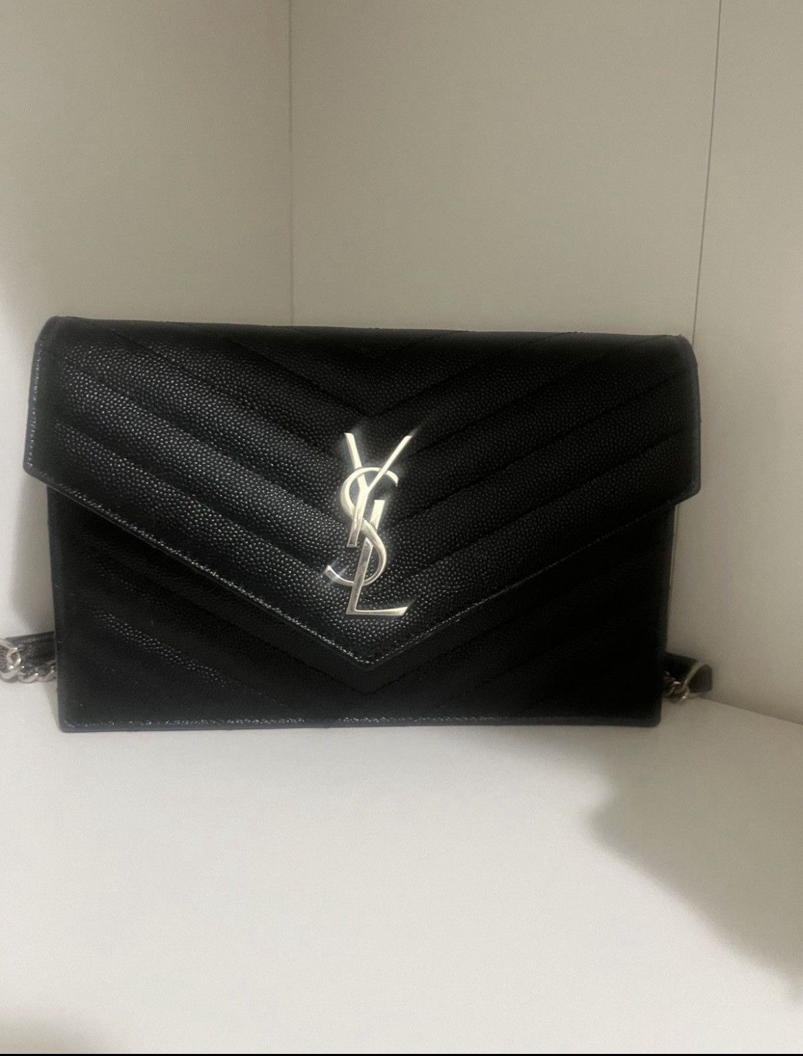 Saint Laurent Paris YSL CASSANDRE ENVELOPE CHAIN WALLET IN GRAIN DE POUDRE Size ONE SIZE - 5 Thumbnail