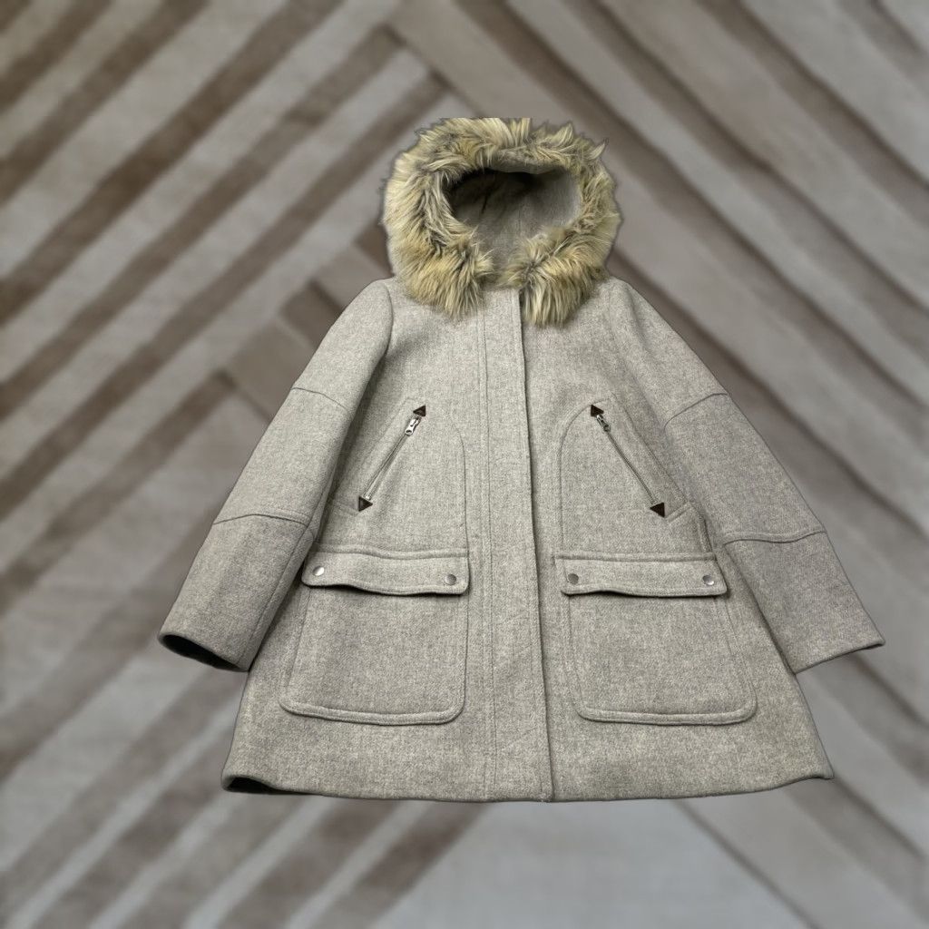 J.Crew J. Crew Chateau Parka Coat Wool Fur Hood Gray 12 Women Regular Mid-Length Zip Ski Retro Classic Preppy Parka Jacket/Coat Size XL / US 12-14 / IT 48-50 - 1 Thumbnail