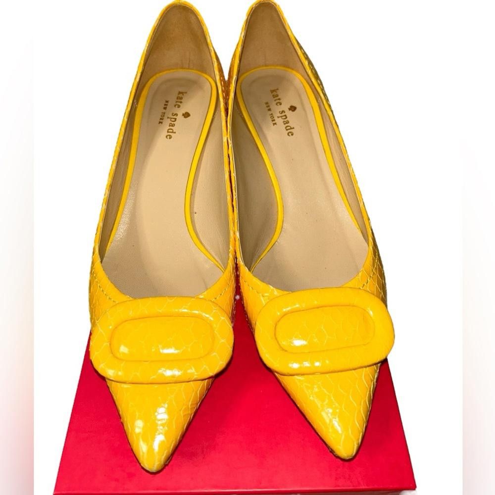 Designer kate spade l Rare Simon Yellow Snakeskin Heels 8.5 Size US 8.5 / IT 38.5 - 2 Thumbnail