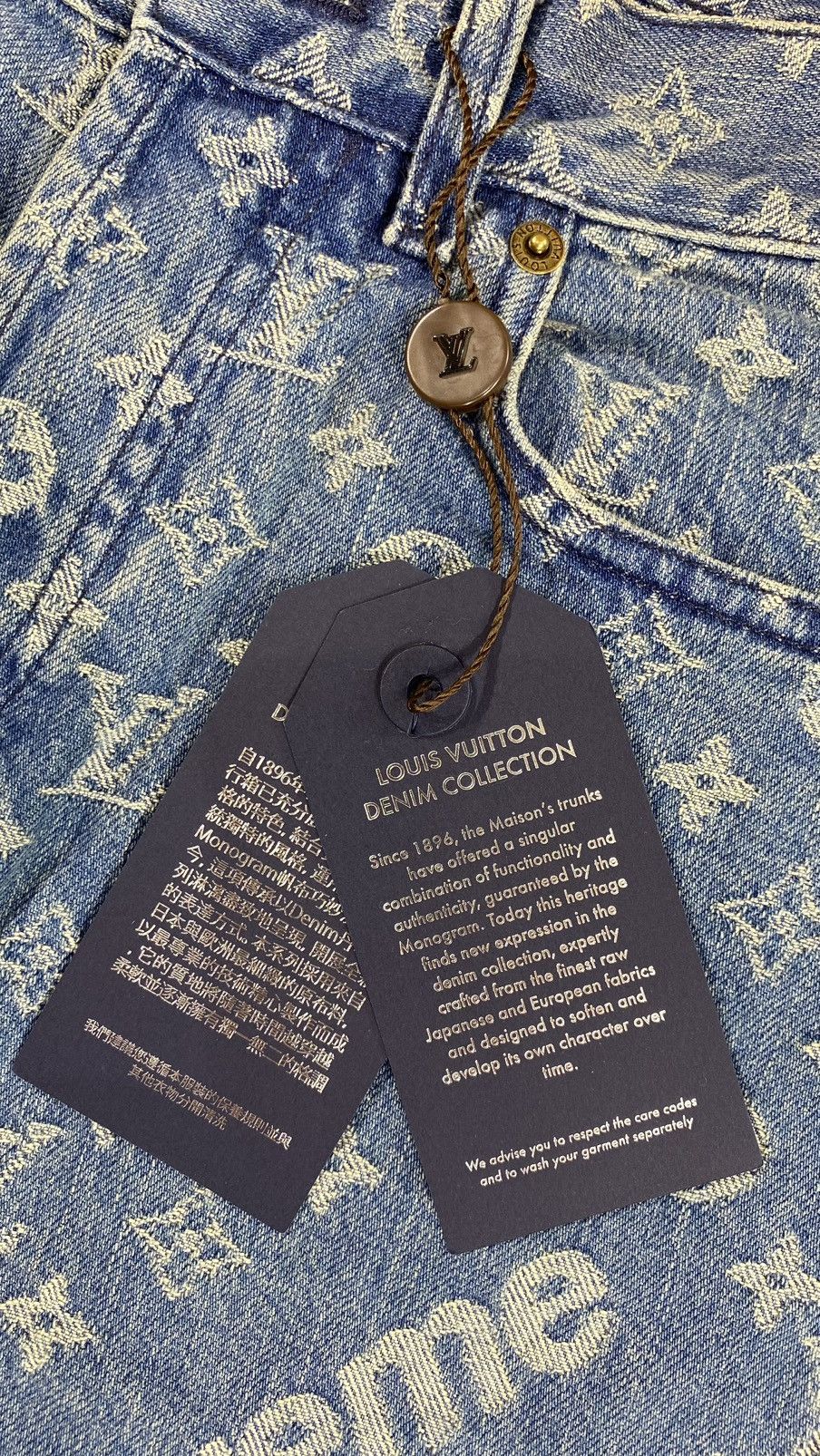 Louis Vuitton × Supreme Louis Vuitton X SUPREME Denim Jeans 27 blue monogram Size US 27 - 3 Thumbnail