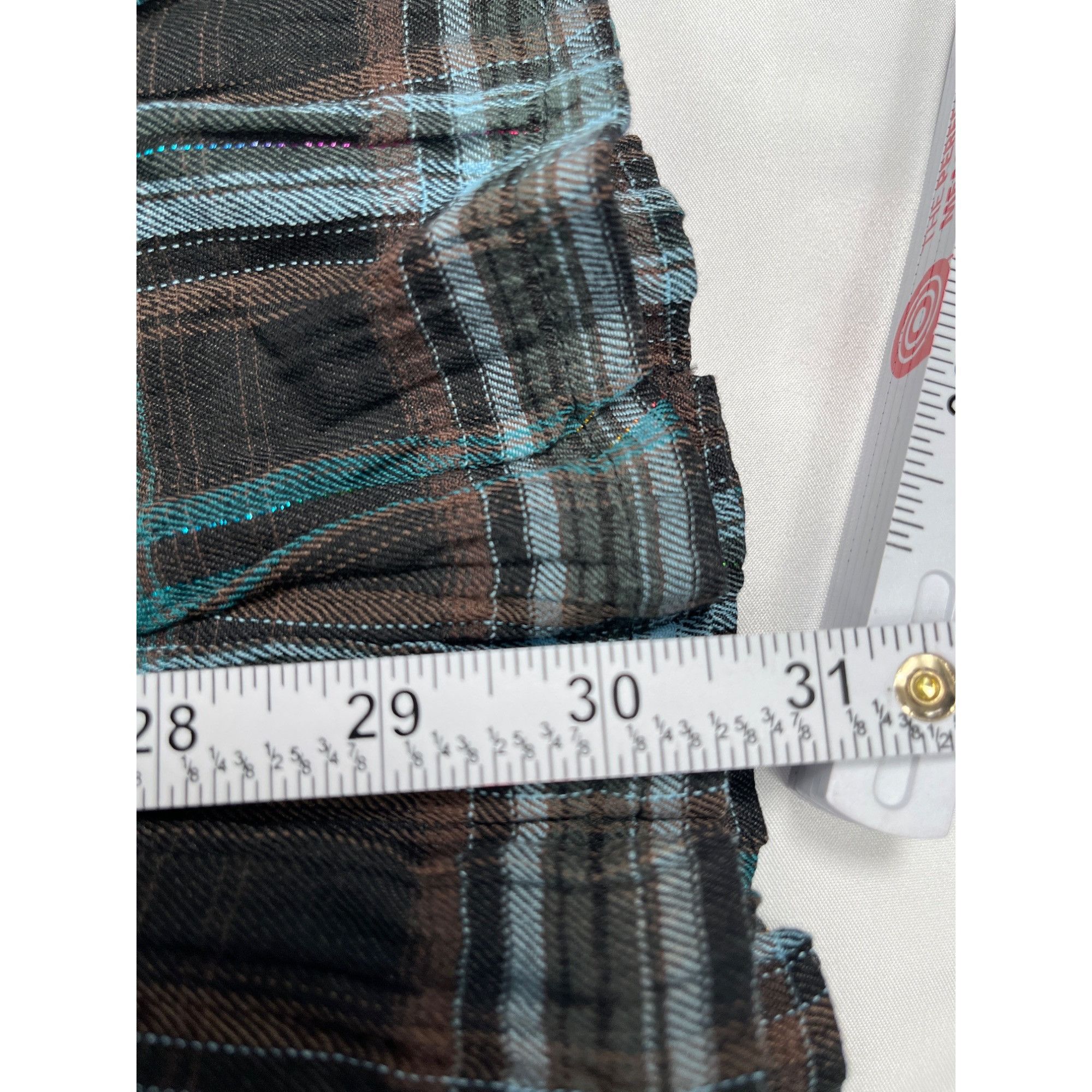 Designer Romeo And Juliet Couture SKU 7585 Plaid Button Up Shirt Dres Size L / US 10 / IT 46 - 7 Thumbnail