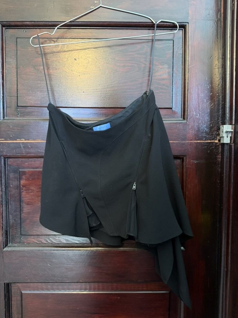 Mugler Mugler Asymmetric Black Zip Mini Skirt Size 24" / US 00 / IT 34 - 2 Thumbnail