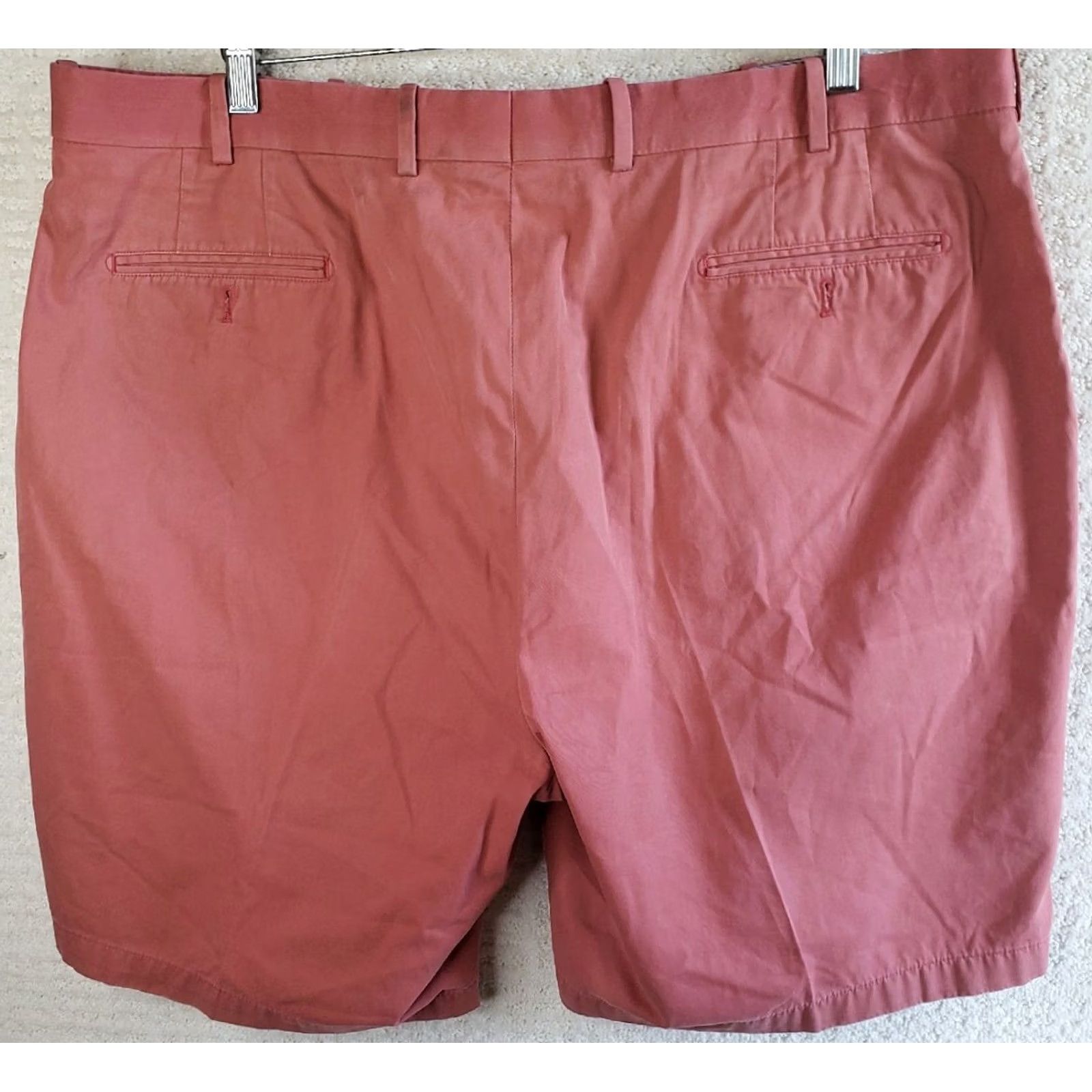 Vintage Bullock&Jones Shorts Men's Pink Flat Front 42 Bermuda Lightweight Twill Zip Pocket Beach City Casual Regular 8.25in Inseam Mens Size US 42 / EU 58 - 7 Thumbnail