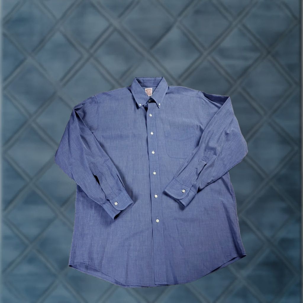 Brooks Brothers Brooks Brothers Dress Shirt 15.5-3 Mens Blue Button Down Long Sleeve Cotton Shirt Size 42R - 1 Thumbnail