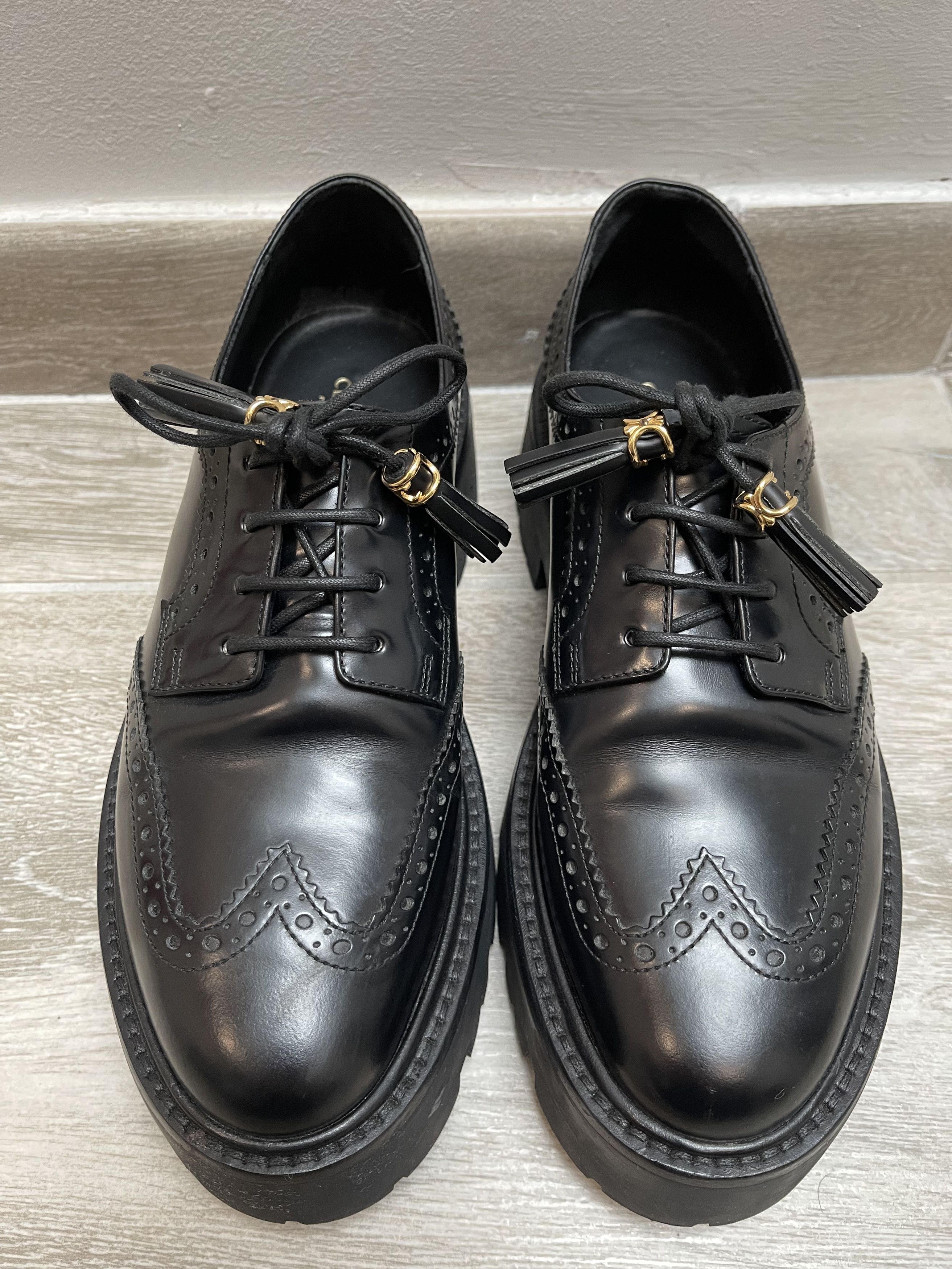 Celine Derby In Black Polished Bull Leather Size US 10 / IT 40 - 2 Thumbnail