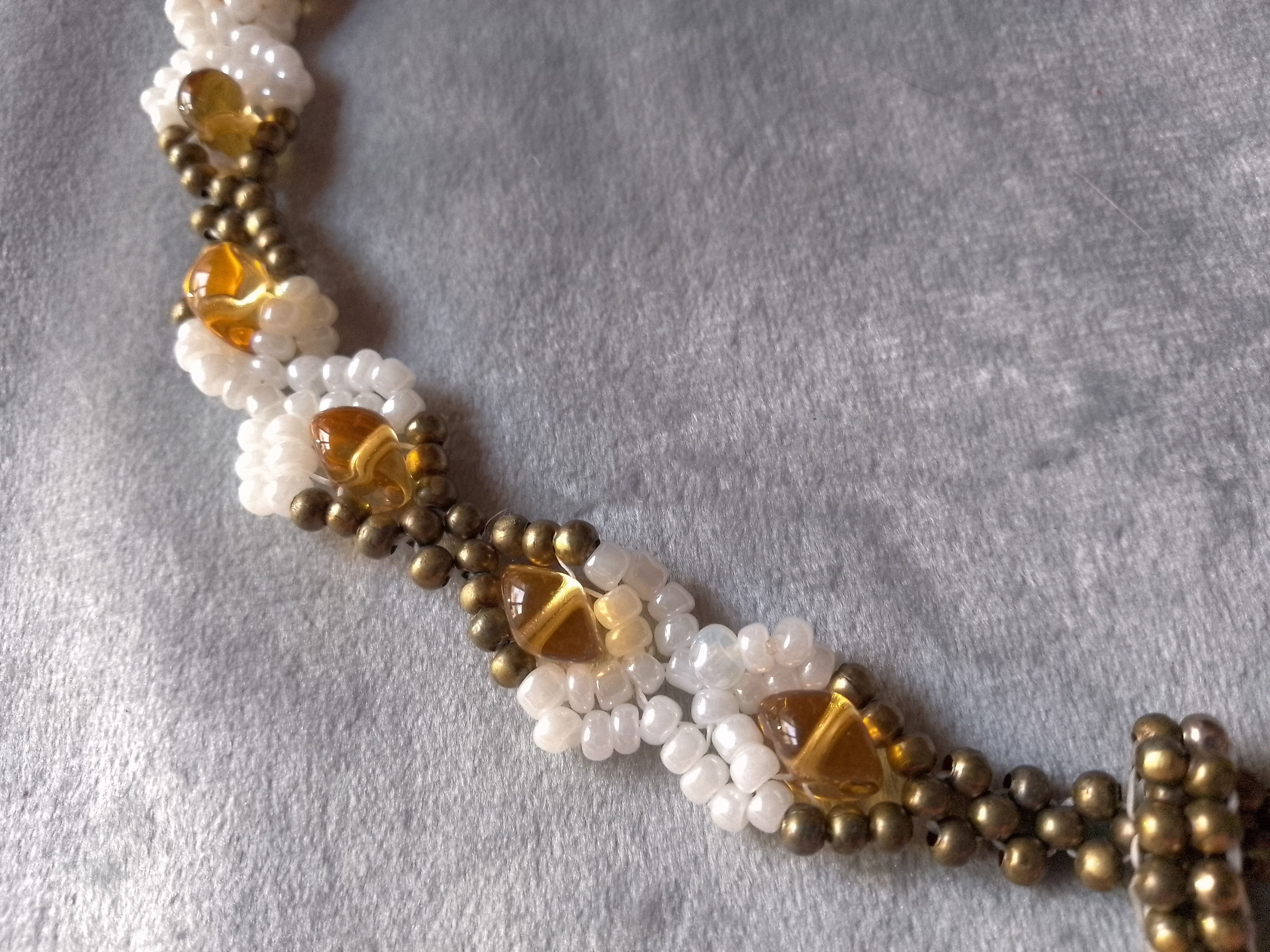 Handmade Necklace Antique Brass Resin Stones Glass Flower Pendant Size ONE SIZE - 5 Thumbnail