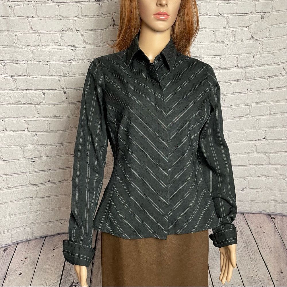 Worthington Worthington Stretch Black Stripes Blouse Shirt Size 8 Size M / US 6-8 / IT 42-44 - 2 Thumbnail