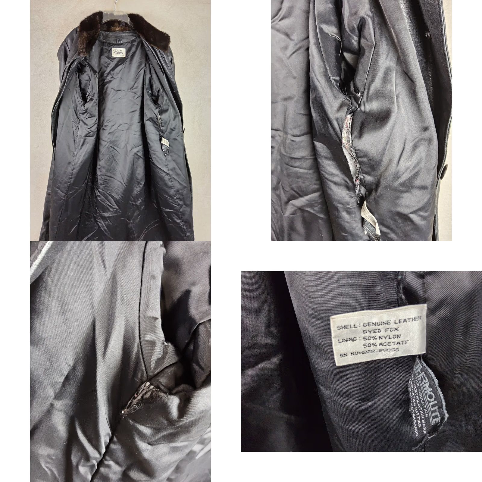 Vintage Rallee Women's Leather Trench Coat Fox Fur Trim Size L Size L / US 10 / IT 46 - 9 Thumbnail