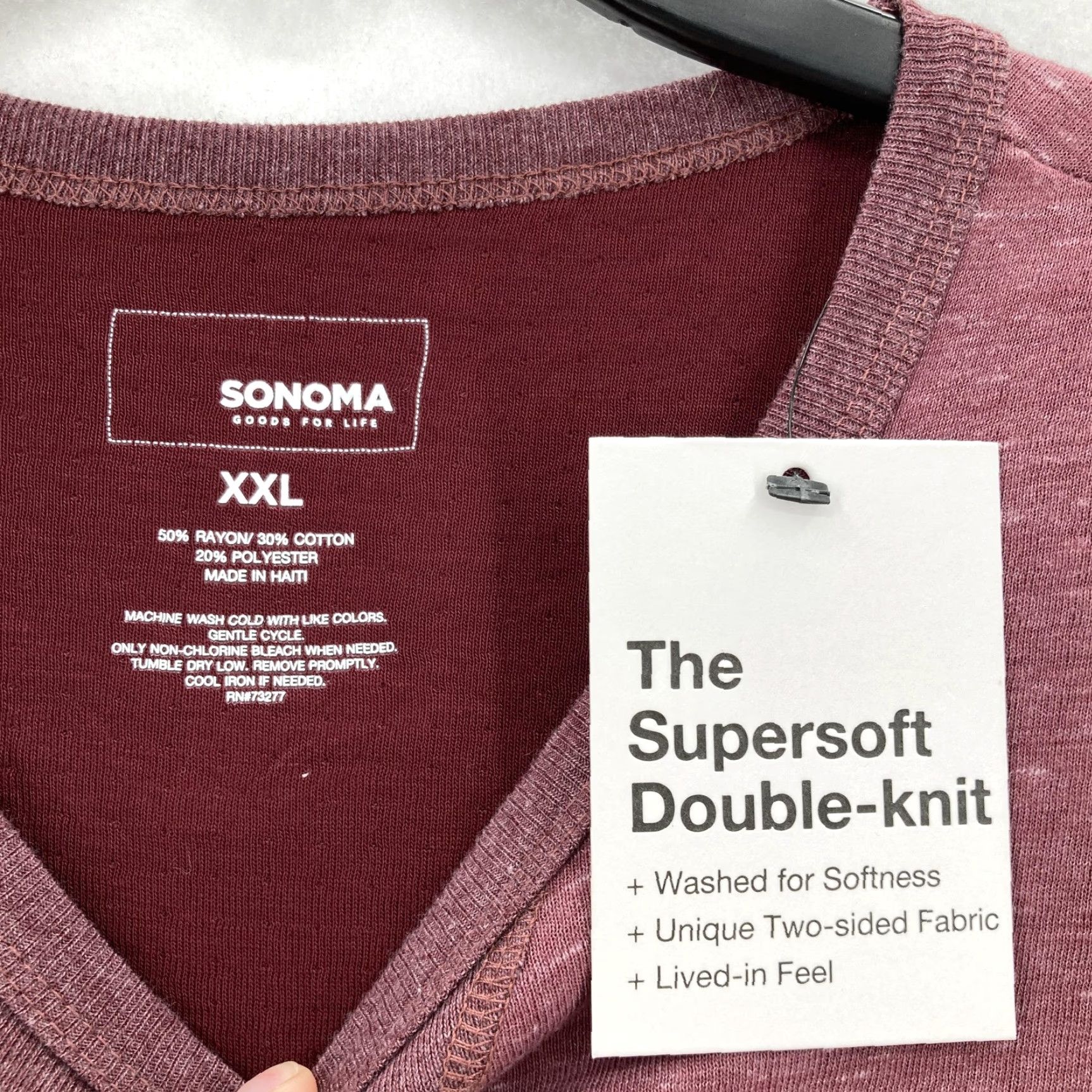 Doublet Sonoma Mens Sweater Pullover 2XL Red Burnt Cherry Supersoft Double Knit Crew Neck Casual Knitwear Size US XXL / EU 58 / 5 - 4 Thumbnail