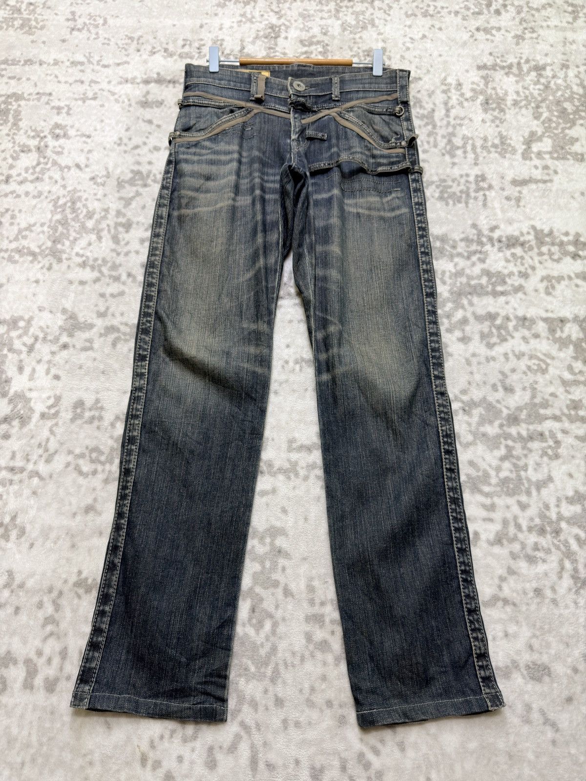 Marithe + Francois Girbaud Le Jean De Marithe Girbaud Strap Pocket Bondage Denim Y2K Size US 31 - 1 Thumbnail