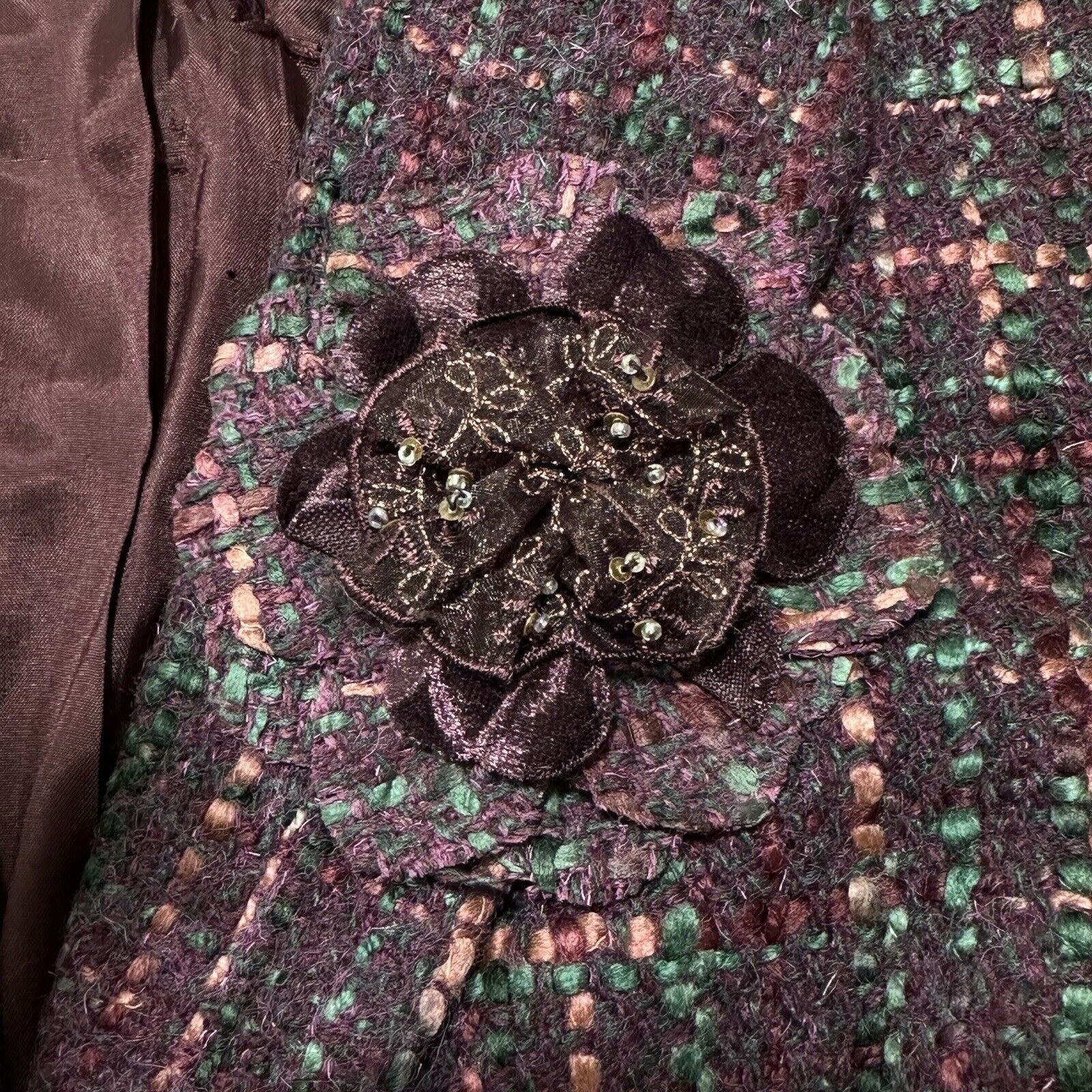 Other Kate Hill 6 Wool Blazer Purple Wooden Button Front Flower Size M / US 6-8 / IT 42-44 - 4 Thumbnail