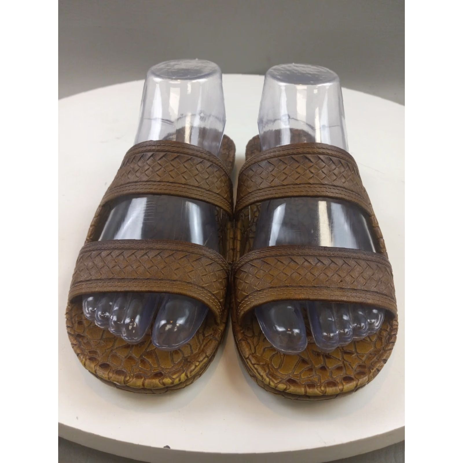 Vintage Rockin Footwear Sandal Slide Women's Size 8 Brown PVC Textured Boho Slip-On Sandal Bohemian Straps Size US 6 / IT 36 - 2 Thumbnail