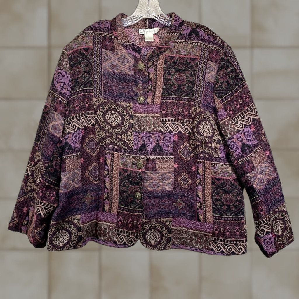 Vintage VINTAGE Dressbarn Purple Tapestry Brocade Blazer Jacket 2X Women Casual Formal Fall Winter Size XXL / US 16-18 / IT 52-54 - 1 Thumbnail