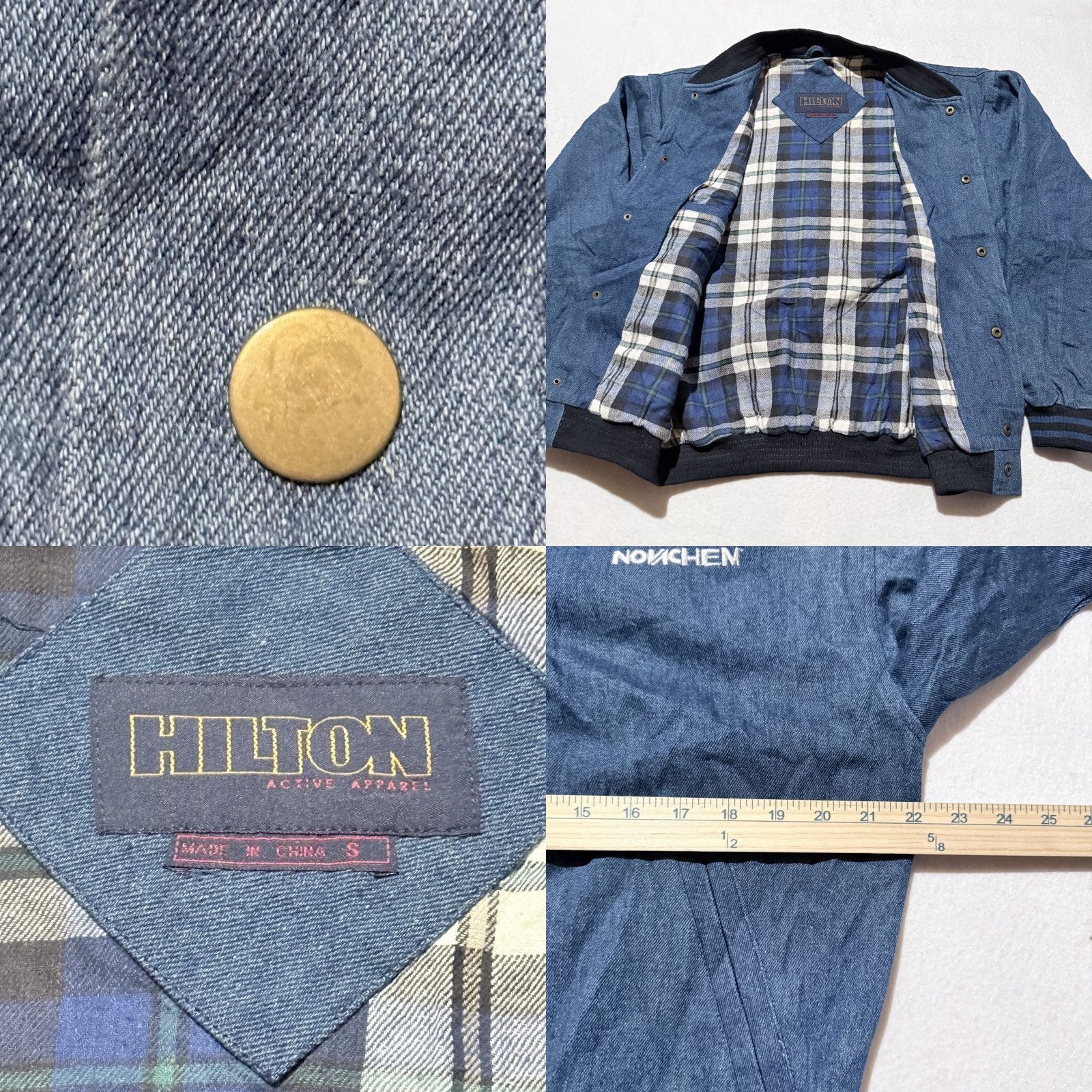 Vintage VINTAGE Hilton Active Apparel Bomber Jacket Men Blue Plaid Lined Snap Small Size US S / EU 44-46 / 1 - 9 Thumbnail