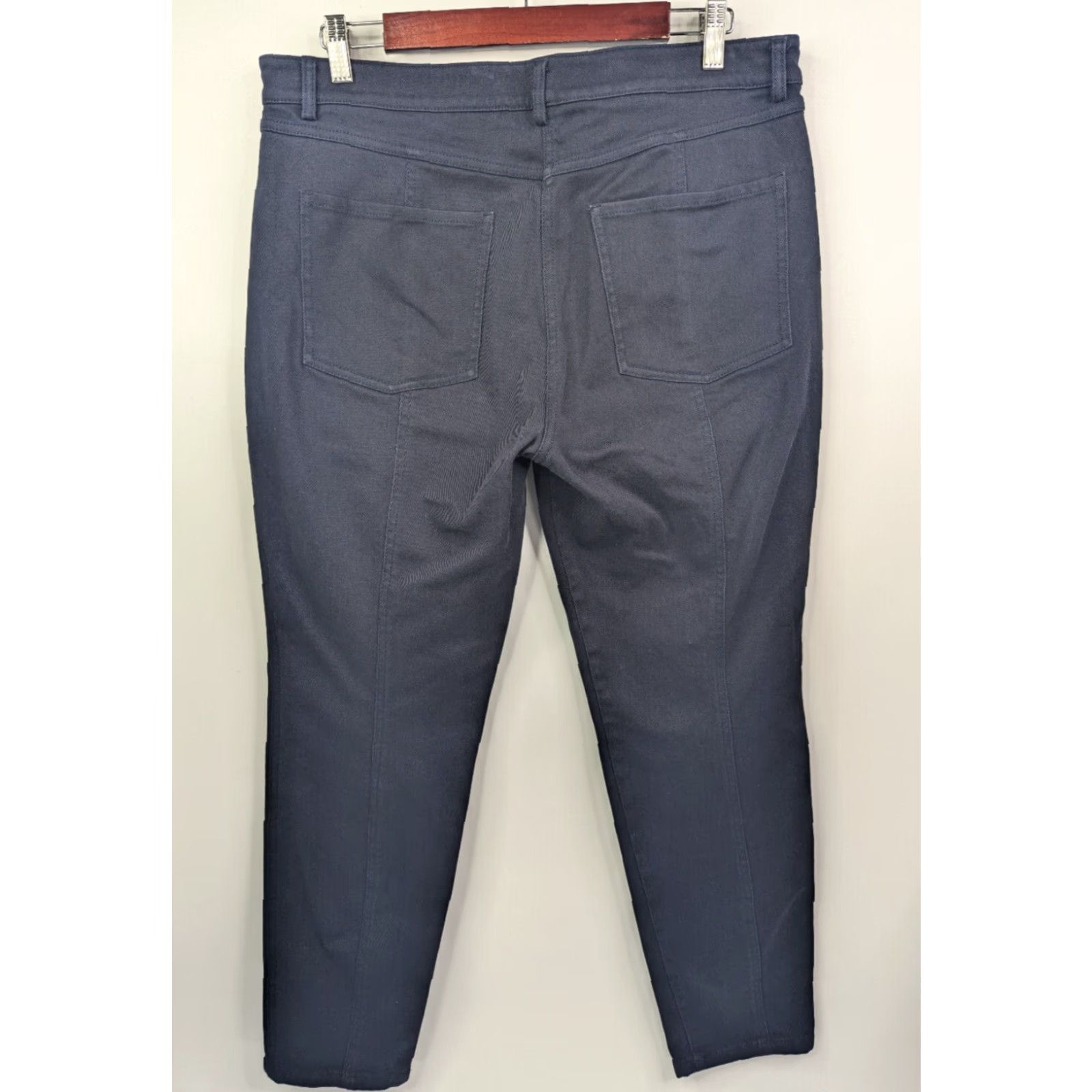 Vintage St John Pants Women's Size 12 Straight Leg Navy Flat Front Chino Trousers Size 34" / US 12 / IT 48 - 4 Thumbnail