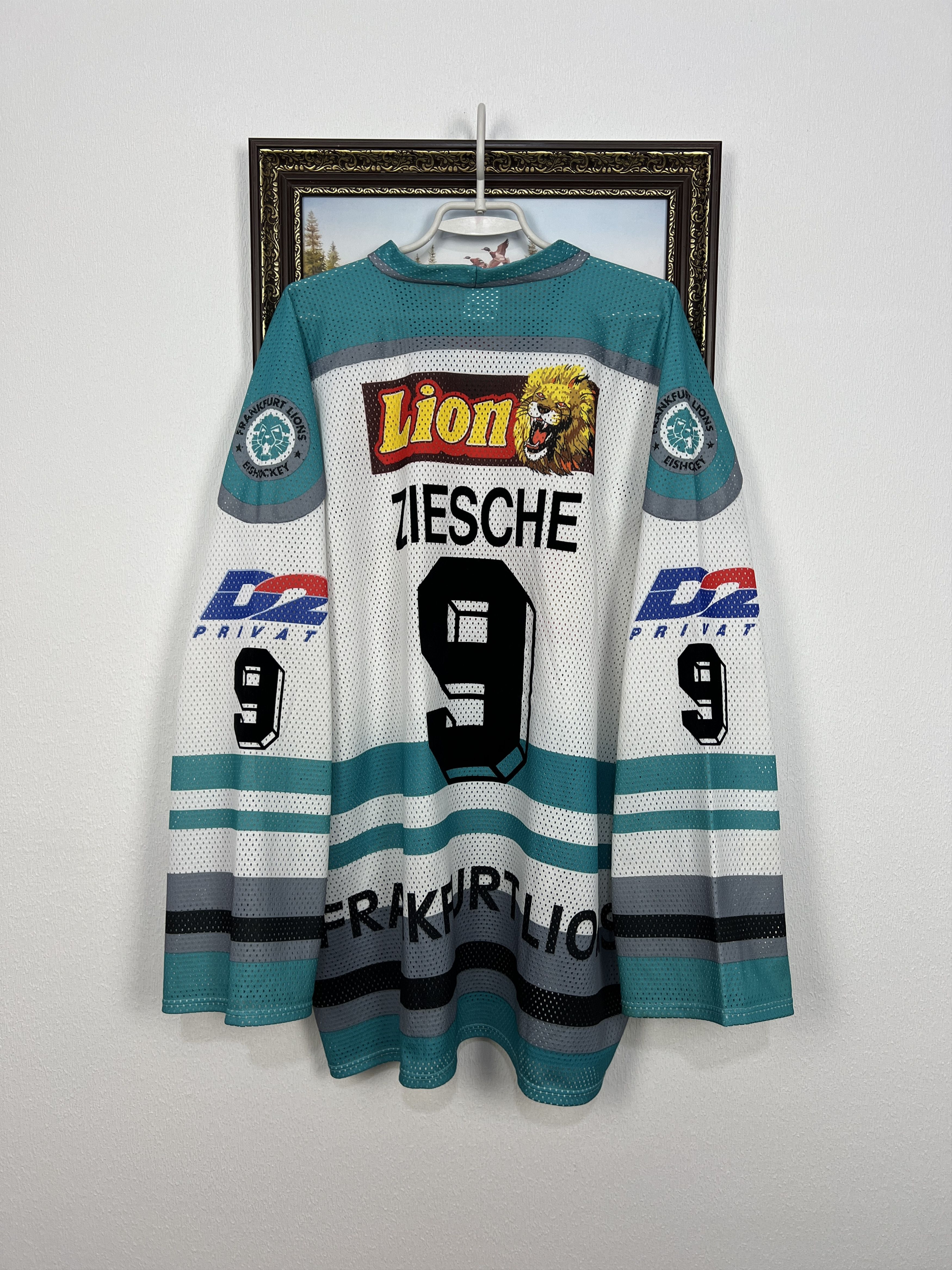 Vintage Vintage 90's Frankfurt Lions Ice Hockey #9 Ziesche Size US XL / EU 56 / 4 - 11 Thumbnail