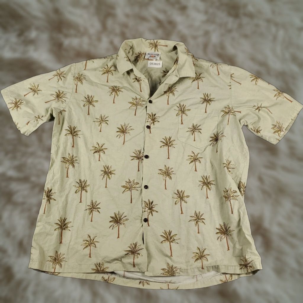 Vintage Pacific Legend Button-Up Shirt Mens 2XL Beige Hawaiian Short Sleeve Palm Trees Size US XXL / EU 58 / 5 - 1 Thumbnail
