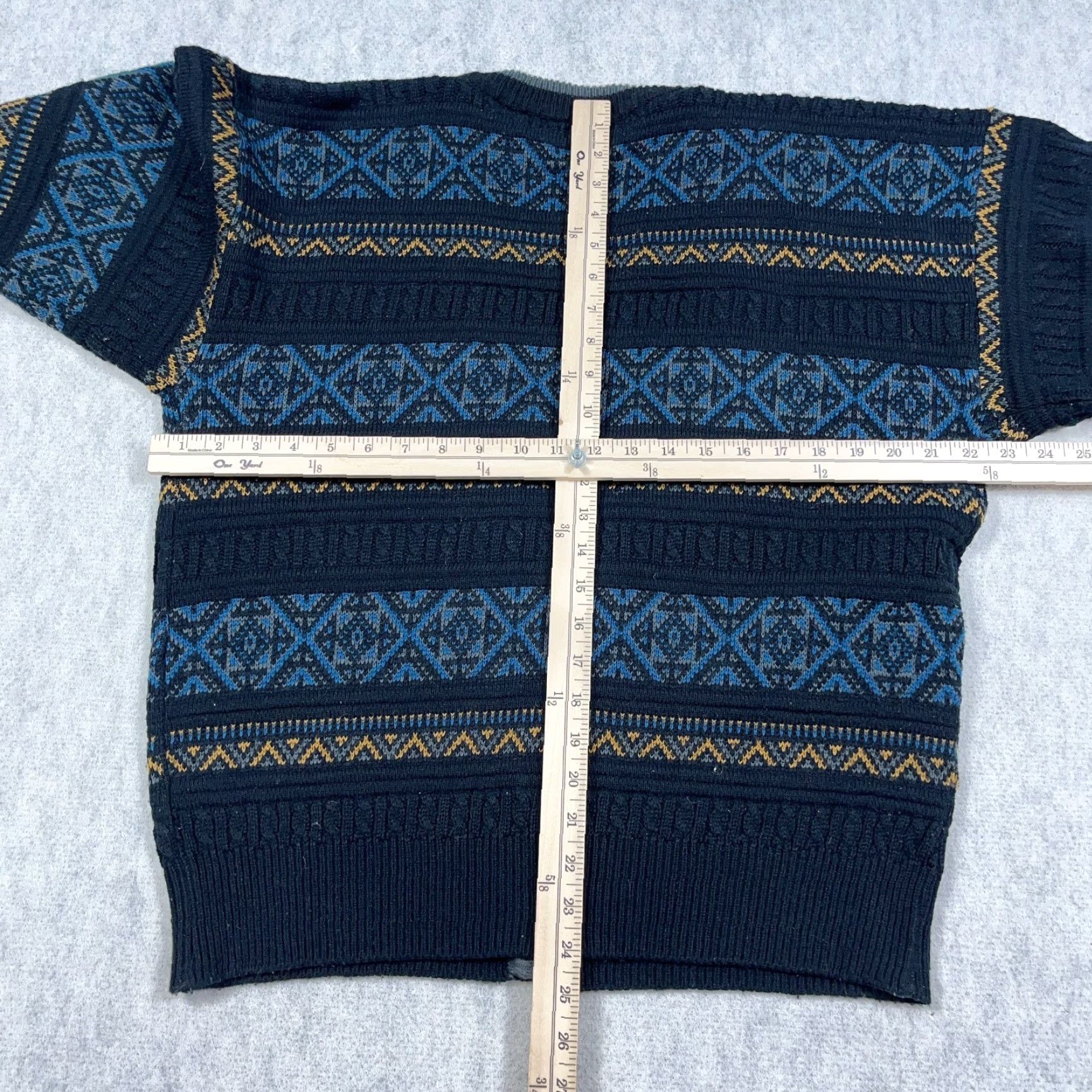Vintage VINTAGE Cardigan Sweater Men L Blue Grandpa Cosby Geometric 90s Acrylic Golf Swingwear Mens Size US L / EU 52-54 / 3 - 5 Thumbnail