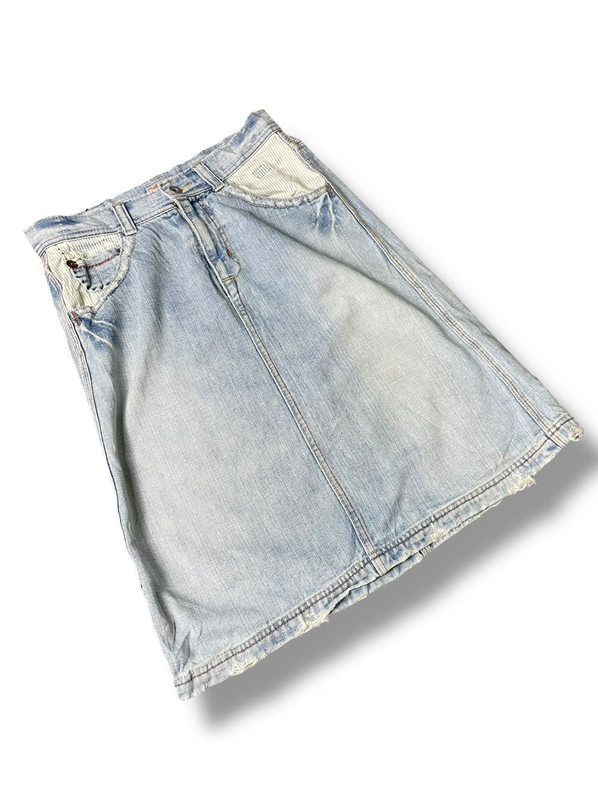 Japanese Brand Cube Sugar Brand Denim Midi Skirt (66) Size 27" / US 4 / IT 40 - 2 Thumbnail