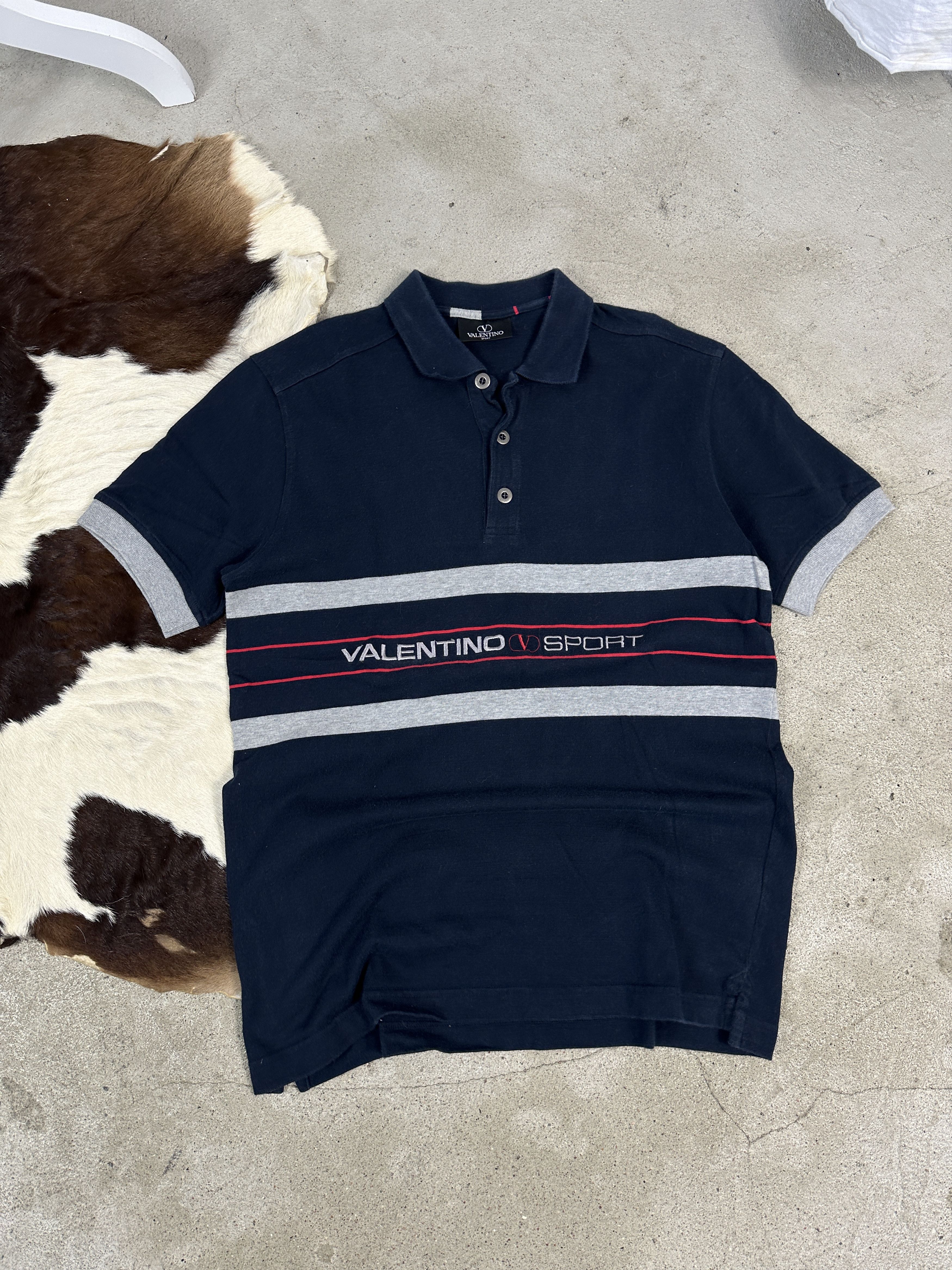 Valentino × Vintage Vintage Striped Y2K Casual Streetwear Valentino Polo T-shirt Size US L / EU 52-54 / 3 - 2 Thumbnail