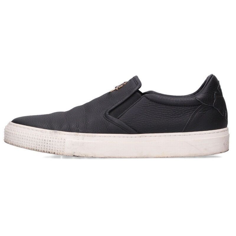 Chrome Hearts Slip-On Black Calf Leather Sneakers