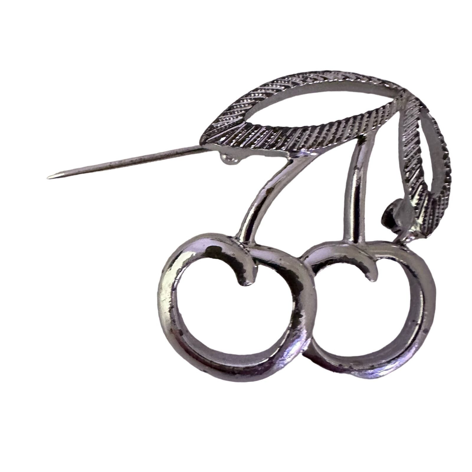 Vintage Silver Tone Double Cherry Brooch Pin Sarah Coventry Vintage Size ONE SIZE - 5 Thumbnail