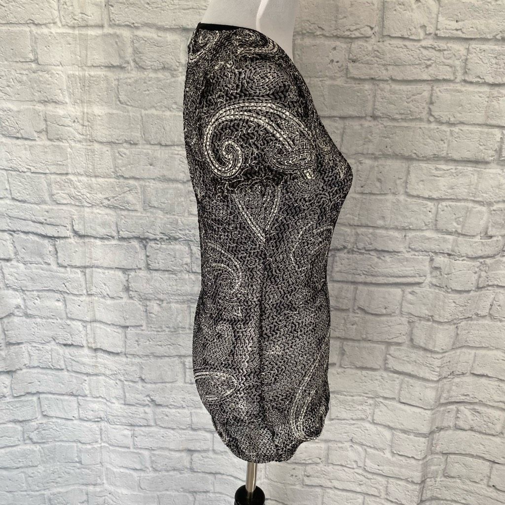 BKE BKE women M short sleeve semi sheer black & white patterned Size M / US 6-8 / IT 42-44 - 6 Thumbnail