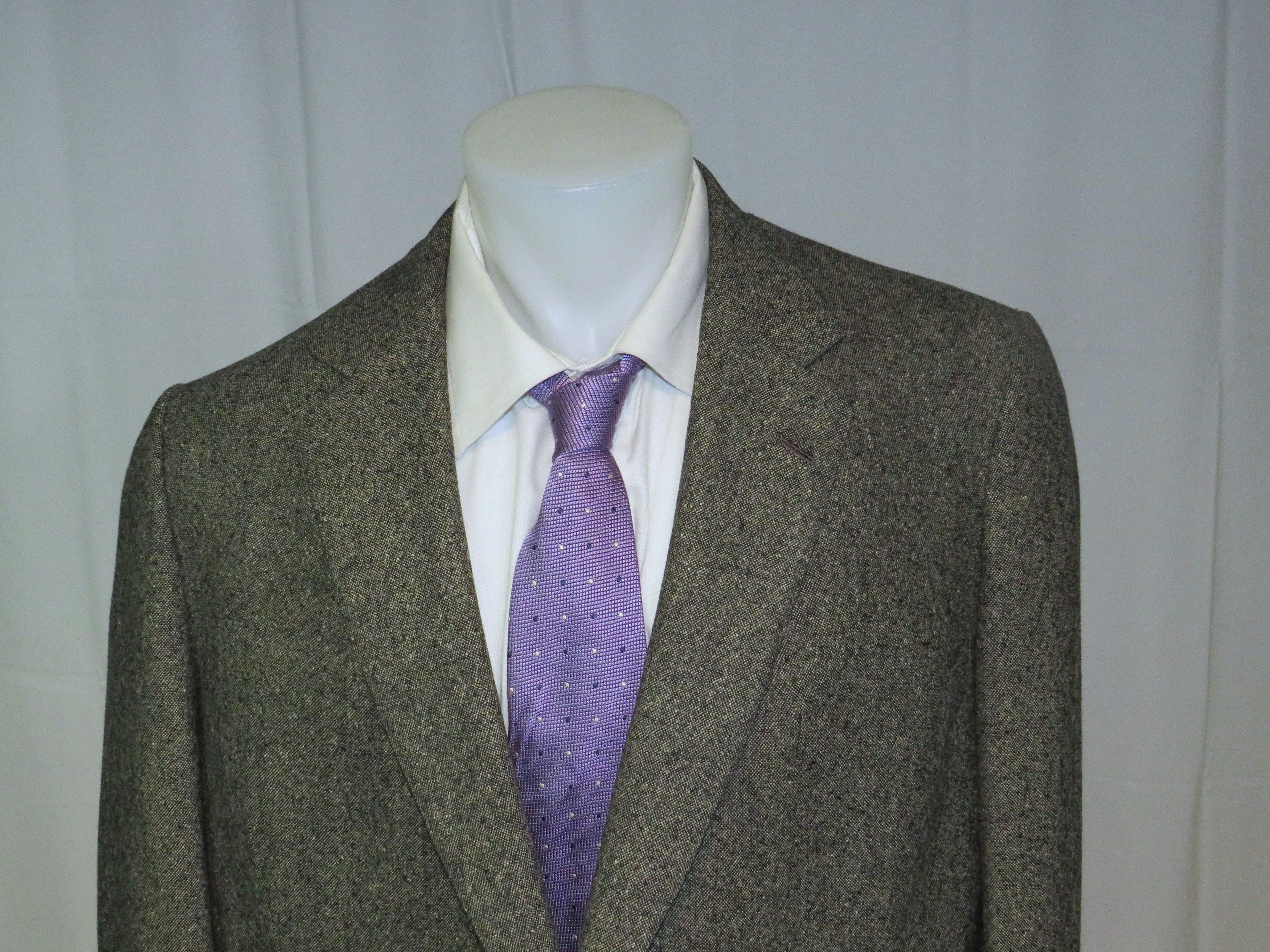 Henry Poole × Savile Row Bespoke Gray Donegal Tweed Two Button Sport Coat 46R Size 46R - 2 Thumbnail