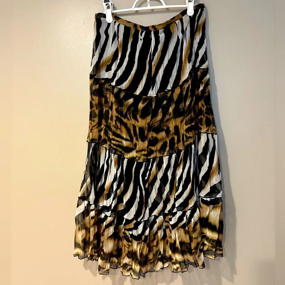 Vintage maximalist y2k patchwork zebra maxi length flowy boho skirt Size 32" / US 10 / IT 46 - 1 Thumbnail