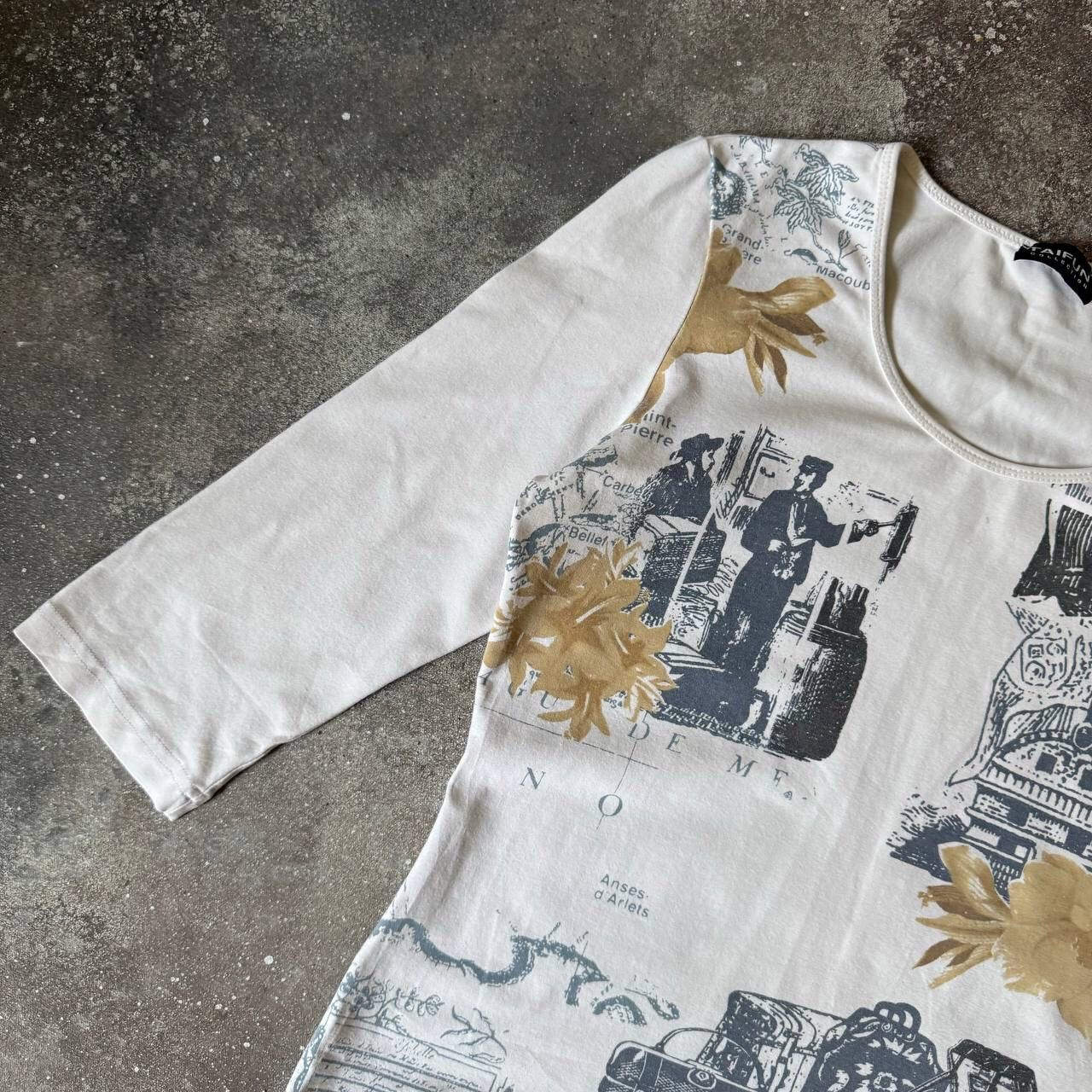 Hysteric Glamour × If Six Was Nine × Japanese Brand Amazing Printed 3/4 Sleeve Top (Jean Paul Gaultier style) Size M / US 6-8 / IT 42-44 - 2 Thumbnail