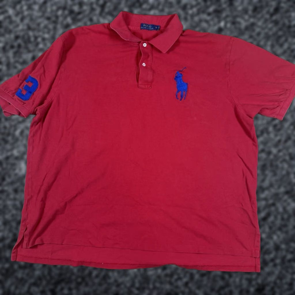 Ralph Lauren VINTAGE Polo Ralph Lauren Big Pony Shirt Mens 3XB Red Blue Short Sleeve Embroidered Preppy Casual Rugby 3XL Mens Size US XXL / EU 58 / 5 - 1 Thumbnail