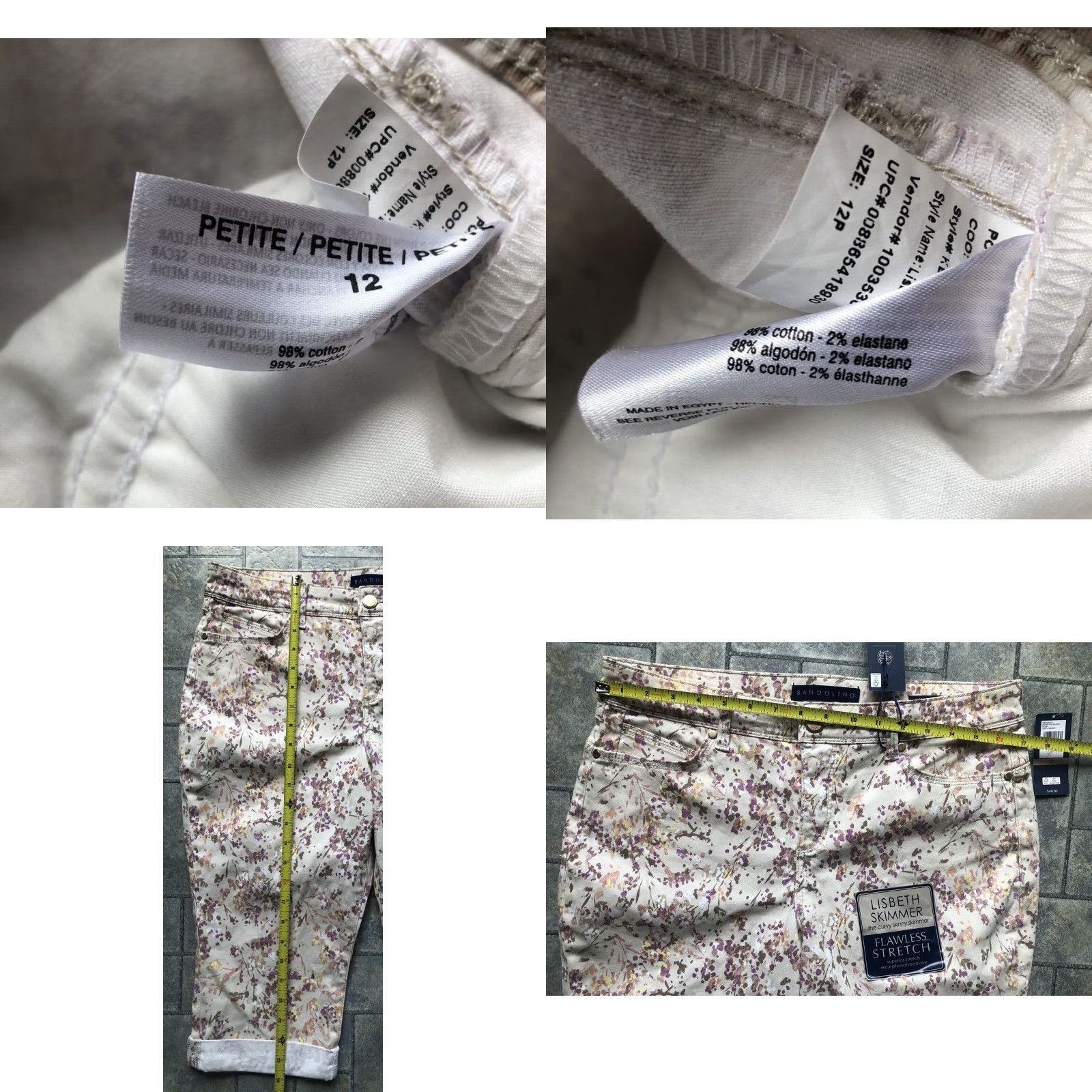 Vintage Bandolino Lisbeth Skimmer Pants Women 12P Flawless Stretch Bouquet Cream Size 34" / US 12 / IT 48 - 8 Thumbnail