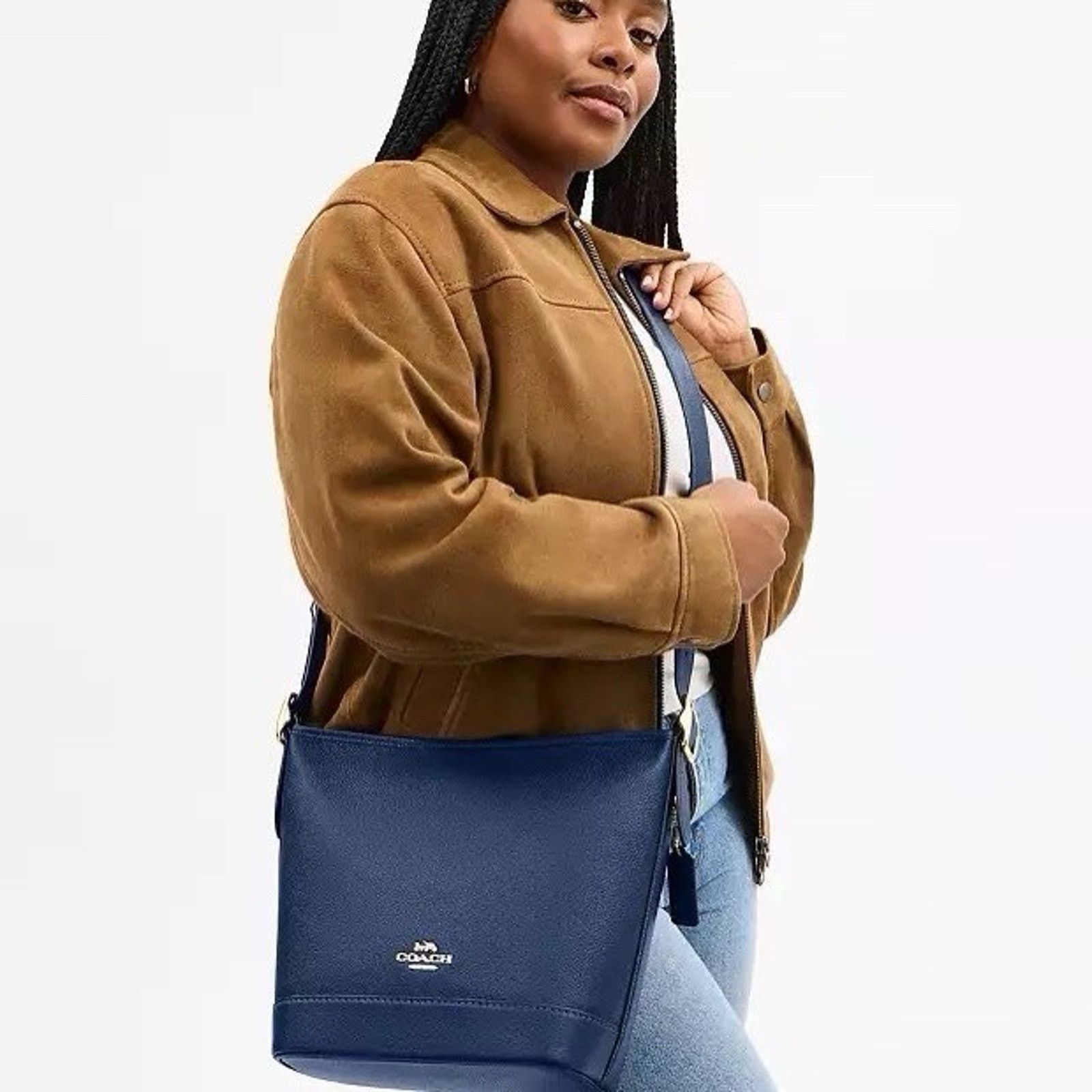 Coach NWT Coach Jude Bag pebble leather CBH18 Gold/Deep Blue Size ONE SIZE - 8 Thumbnail