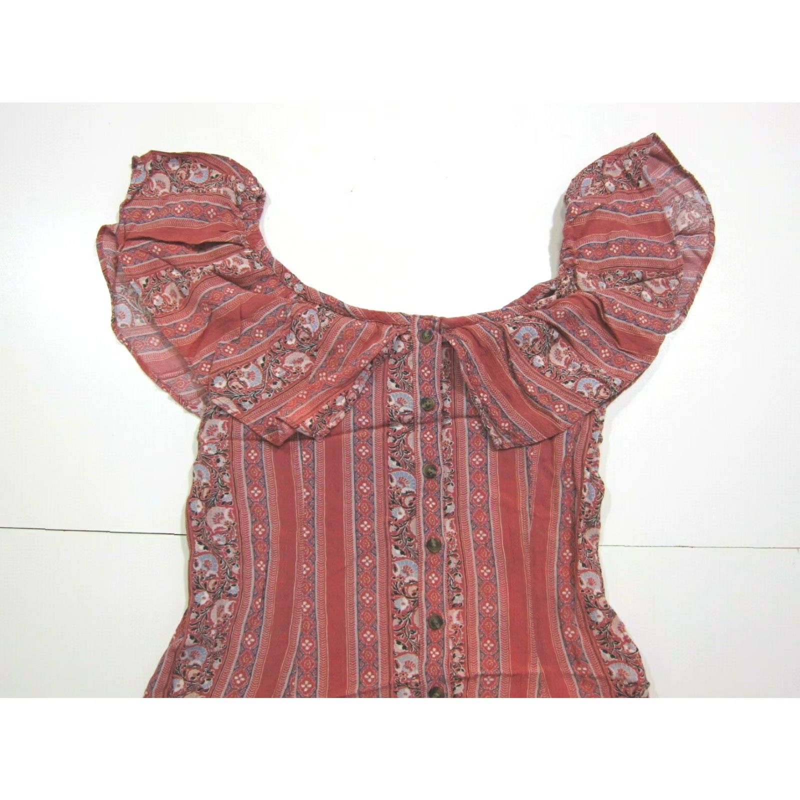 American Eagle Outfitters American Eagle Outfitters 100% Rayon Off Shoulder Sun Dress Women XS Floral Pink Blue Dress Size XS / US 0-2 / IT 36-38 - 4 Thumbnail