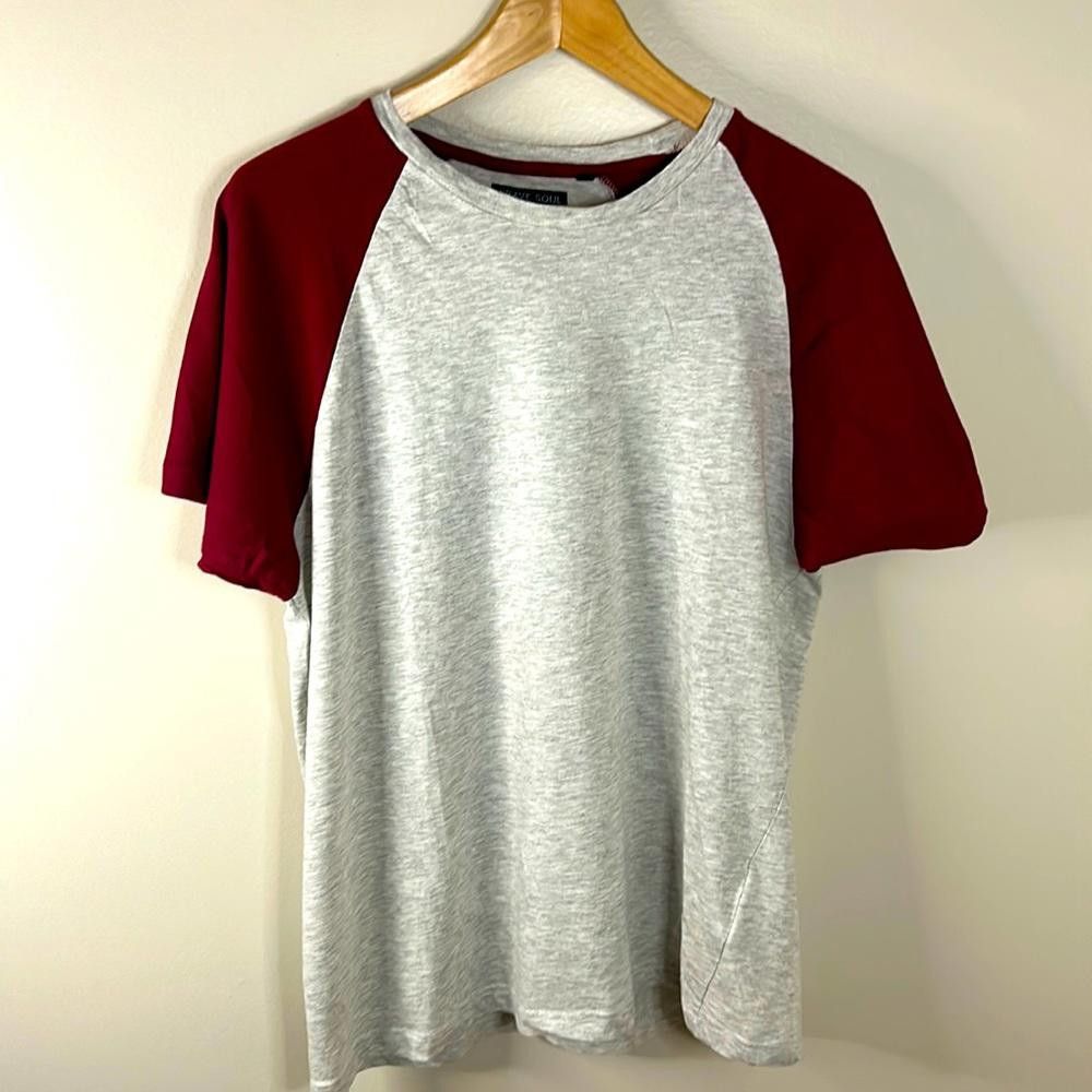 Brave Soul Brave Soul -Raglan SS T-Lg-Heather Grey w/Maroon-98/2 Ctn/el Size US L / EU 52-54 / 3 - 1 Thumbnail