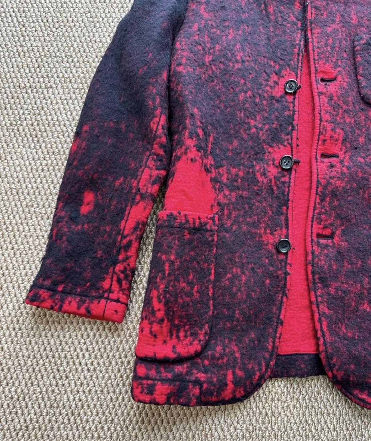 Junya Watanabe Junya Watanabe CDG Red & Black Tie-Dye Wool Jacket K23 Size US M / EU 48-50 / 2 - 2 Thumbnail