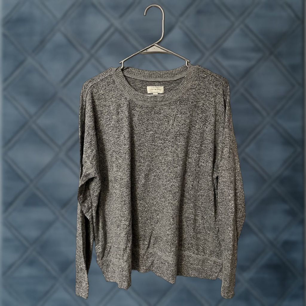 Lucky Brand Lucky Brand Sweater Top Crew Neck Lightweight Size Large Gray Women Regular Pullover Knit Casual Slits Vintage No Size L / US 10 / IT 46 - 1 Thumbnail