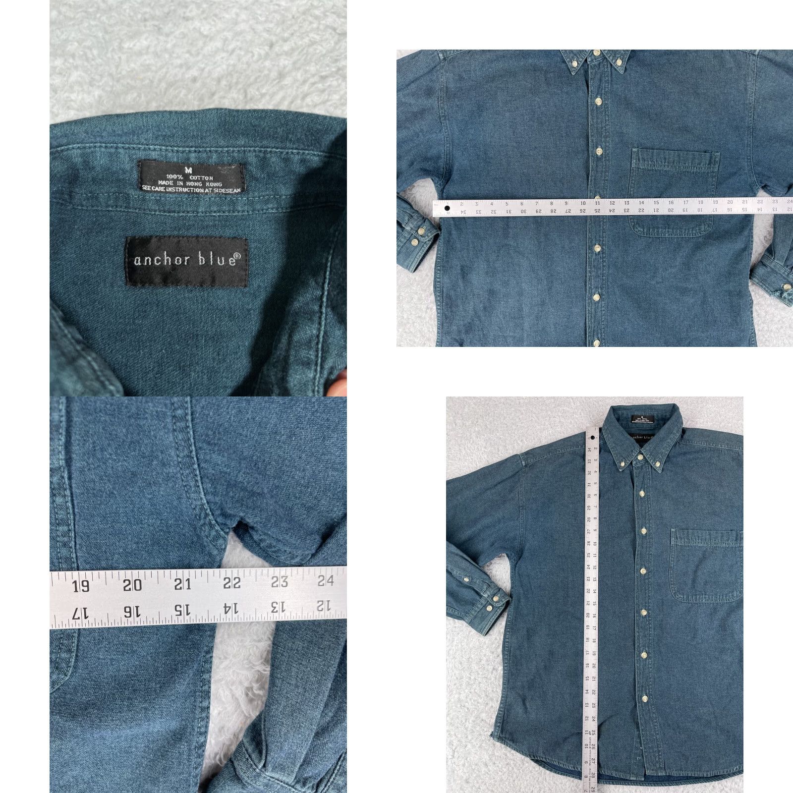 Anchor Blue Anchor Blue Denim Shirt Mens Medium Chambray Button-Up with Pockets 100% Cotton Vintage 90s Style Mens Apparel Size US M / EU 48-50 / 2 - 8 Thumbnail
