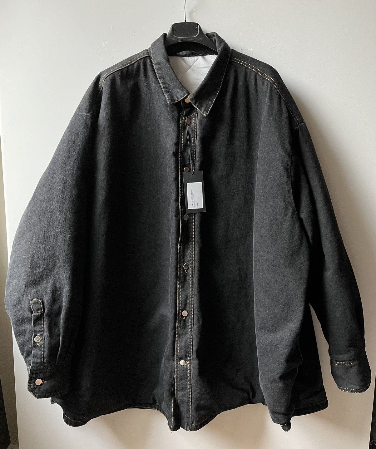 image of Raf Simons Padded Black Denim Shirt Jacket, Men's (Size Small)