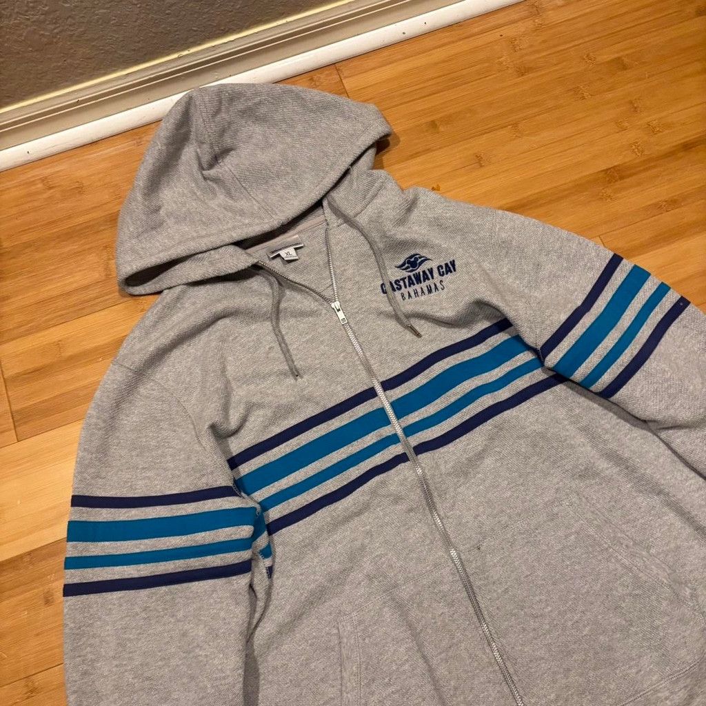 Disney Vintage Disney Resorts grey&blue striped zip-up hoodie Size US XL / EU 56 / 4 - 2 Thumbnail