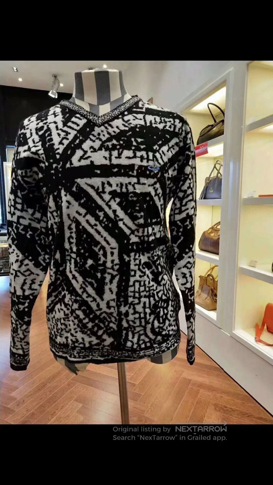 Vivienne Westwood V-Neck Multi Pattern Sweater - XL. Size US XL / EU 56 / 4 - 8 Thumbnail