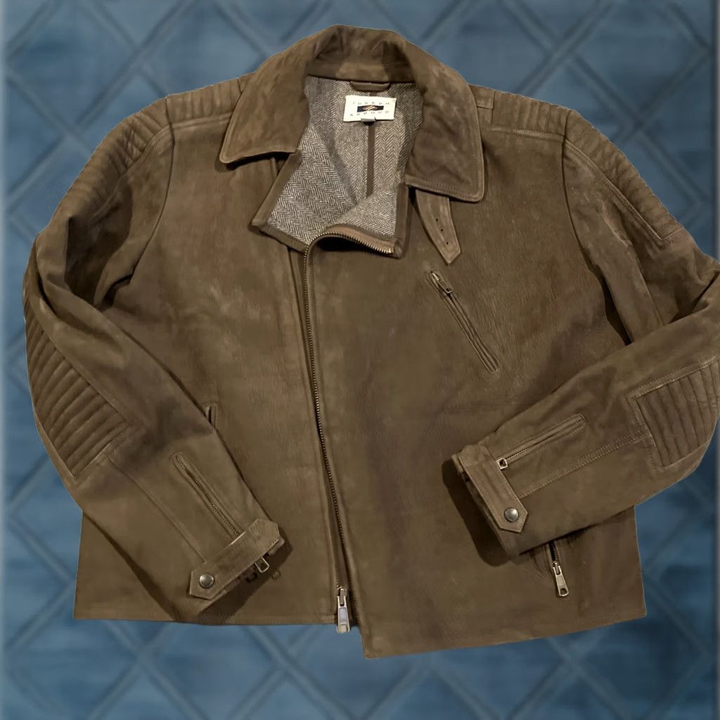 Joseph Abboud Joseph Abboud - Dark Brown Suede - Wool Lined - Motorcycle Jacket - Men's XL Jacket Size US XL / EU 56 / 4 - 1 Thumbnail
