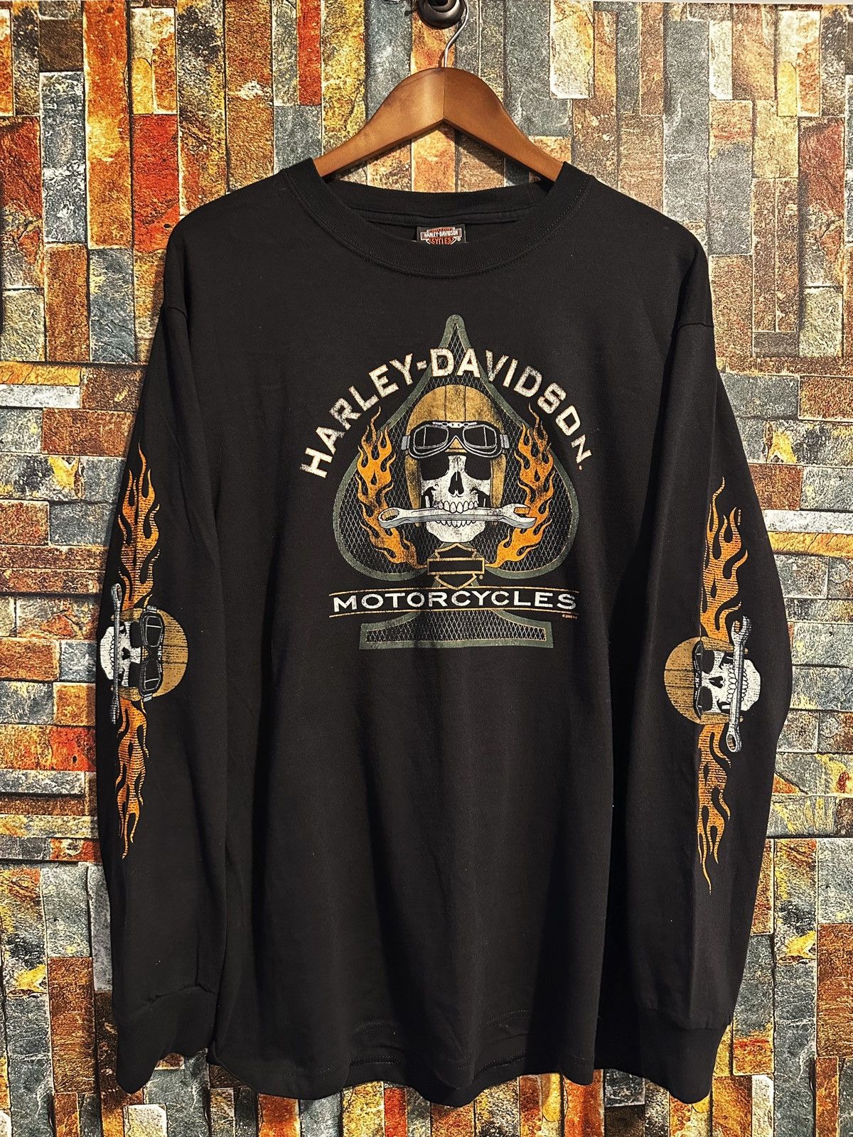 Harley Davidson Harley davidson skull flames longsleeve size Large