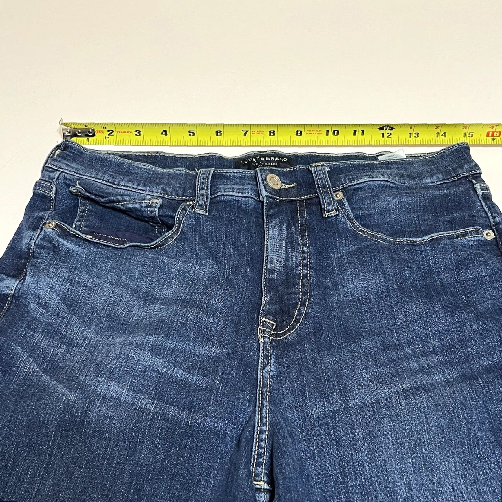 Lucky Brand Lucky Brand High Rise Flare Stevie Stretch Jeans Women 10/30 30x31 Blue Regular Inseam 31 Dark Wash 5-Pocket Denim Stretch Vintage: No Size 32" / US 10 / IT 46 - 3 Thumbnail